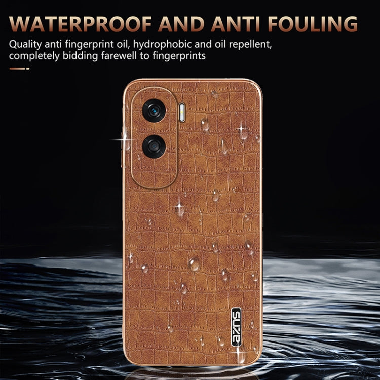 For Honor X50i / 90 Lite AZNS Electroplated Frame Crocodile Texture Full Coverage Phone Case(Blue) by AZNS