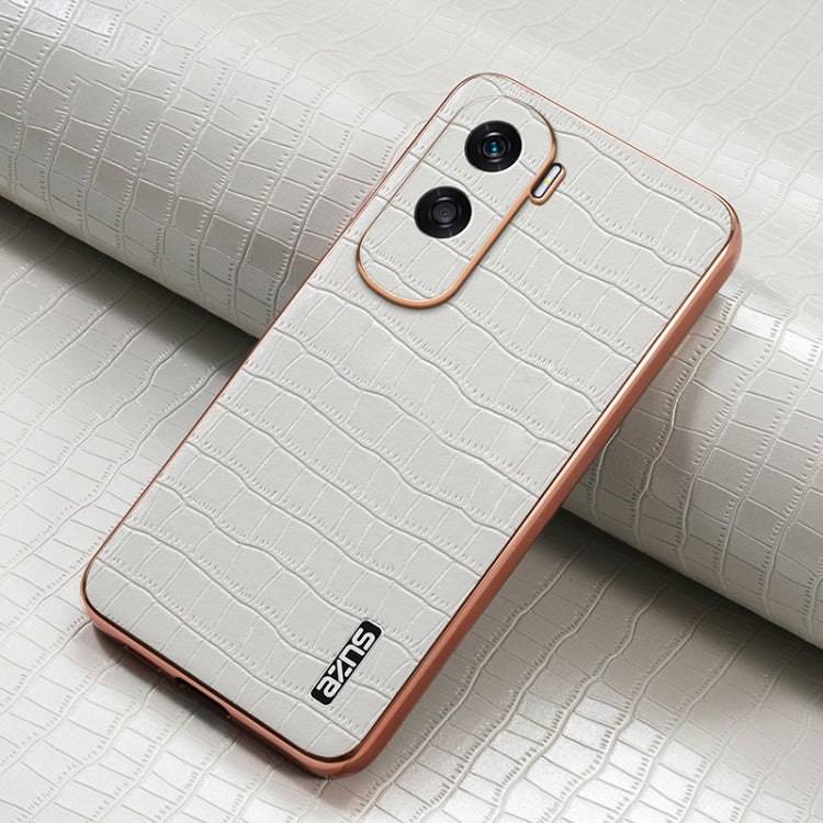 For Honor X50i / 90 Lite AZNS Electroplated Frame Crocodile Texture Full Coverage Phone Case(White) by AZNS