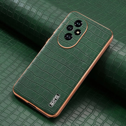 For Honor 200 AZNS Electroplated Frame Crocodile Texture Full Coverage Phone Case(Green) by AZNS