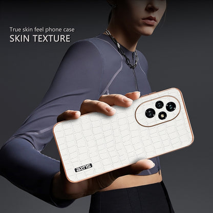 For Honor 200 AZNS Electroplated Frame Crocodile Texture Full Coverage Phone Case(White) by AZNS