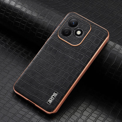 For Honor X60i AZNS Electroplated Frame Crocodile Texture Full Coverage Phone Case(Black) by AZNS