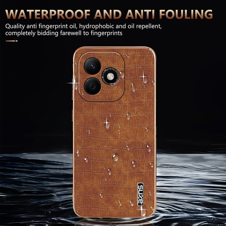 For Honor X60i AZNS Electroplated Frame Crocodile Texture Full Coverage Phone Case(Black) by AZNS