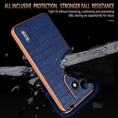 For Honor X60i AZNS Electroplated Frame Crocodile Texture Full Coverage Phone Case(Brown) by AZNS
