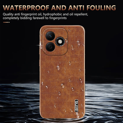 For Honor X60i AZNS Electroplated Frame Crocodile Texture Full Coverage Phone Case(Brown) by AZNS