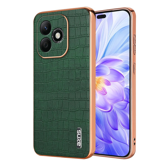 For Honor X60i AZNS Electroplated Frame Crocodile Texture Full Coverage Phone Case(Green) by AZNS