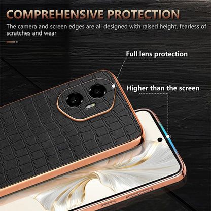For Honor 300 AZNS Electroplated Frame Crocodile Texture Full Coverage Phone Case(Black) by AZNS