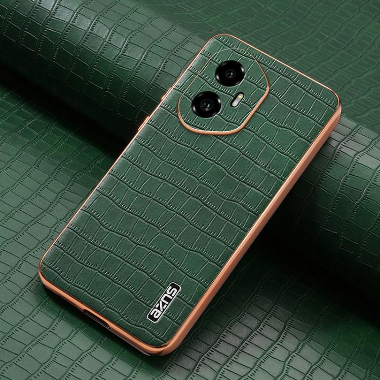For Honor 300 AZNS Electroplated Frame Crocodile Texture Full Coverage Phone Case(Green) by AZNS