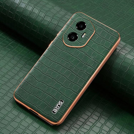 For Honor 300 AZNS Electroplated Frame Crocodile Texture Full Coverage Phone Case(Green) by AZNS