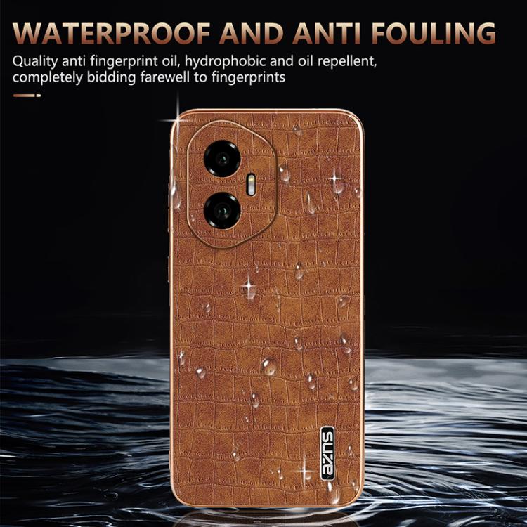 For Honor 300 AZNS Electroplated Frame Crocodile Texture Full Coverage Phone Case(White) by AZNS