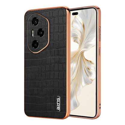 For Honor 300 Pro AZNS Electroplated Frame Crocodile Texture Full Coverage Phone Case(Black) by AZNS