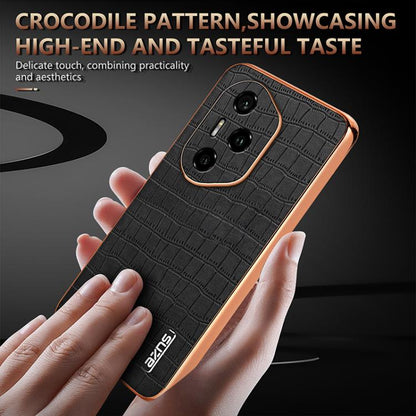 For Honor 300 Pro AZNS Electroplated Frame Crocodile Texture Full Coverage Phone Case(Black) by AZNS