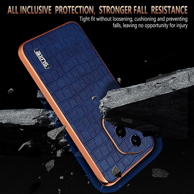 For Honor 300 Pro AZNS Electroplated Frame Crocodile Texture Full Coverage Phone Case(Blue) by AZNS