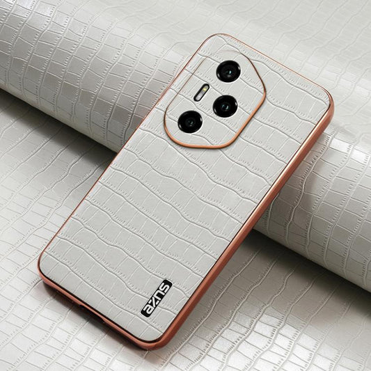 For Honor 300 Pro AZNS Electroplated Frame Crocodile Texture Full Coverage Phone Case(White) by AZNS