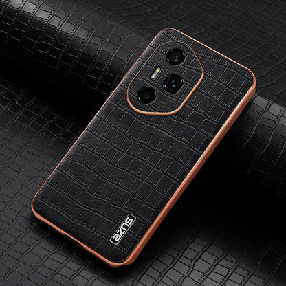 For Honor 300 Ultra AZNS Electroplated Frame Crocodile Texture Full Coverage Phone Case(Black) by AZNS