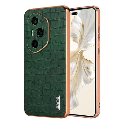 For Honor 300 Ultra AZNS Electroplated Frame Crocodile Texture Full Coverage Phone Case(Green) by AZNS
