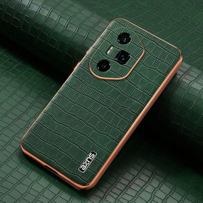 For Honor 300 Ultra AZNS Electroplated Frame Crocodile Texture Full Coverage Phone Case(Green) by AZNS