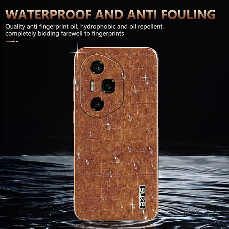 For Honor 300 Ultra AZNS Electroplated Frame Crocodile Texture Full Coverage Phone Case(Green) by AZNS