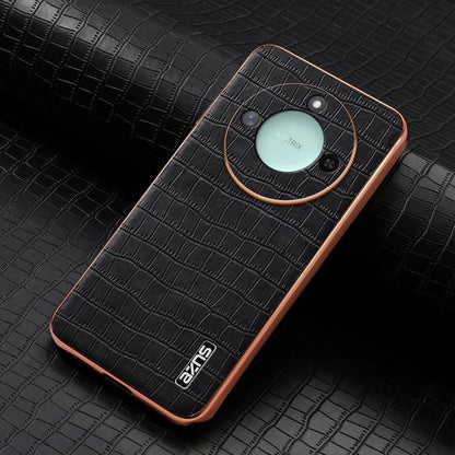 For Honor X60 AZNS Electroplated Frame Crocodile Texture Full Coverage Phone Case(Black) by AZNS