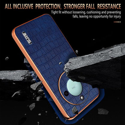 For Honor X60 AZNS Electroplated Frame Crocodile Texture Full Coverage Phone Case(Black) by AZNS