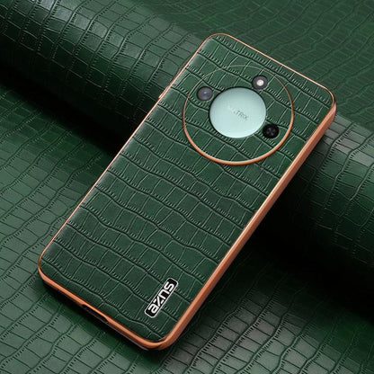 For Honor X60 AZNS Electroplated Frame Crocodile Texture Full Coverage Phone Case(Green) by AZNS