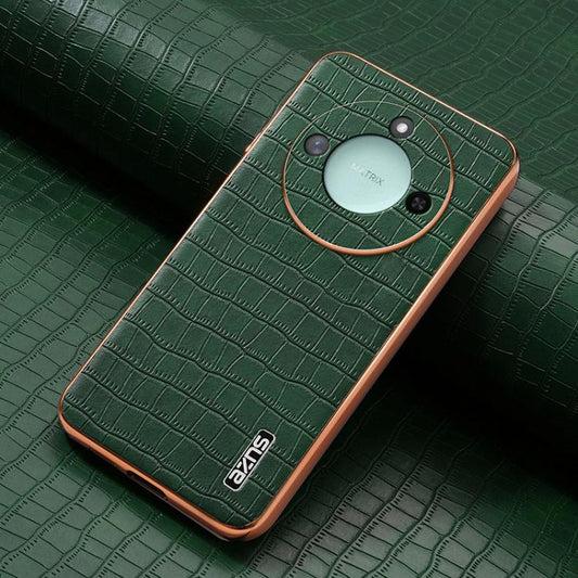 For Honor X60 AZNS Electroplated Frame Crocodile Texture Full Coverage Phone Case(Green) by AZNS