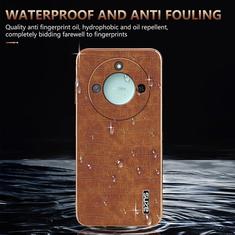 For Honor X60 AZNS Electroplated Frame Crocodile Texture Full Coverage Phone Case(Blue) by AZNS