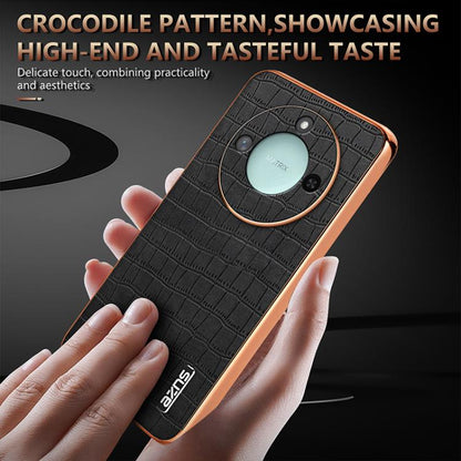 For Honor X60 AZNS Electroplated Frame Crocodile Texture Full Coverage Phone Case(Blue) by AZNS