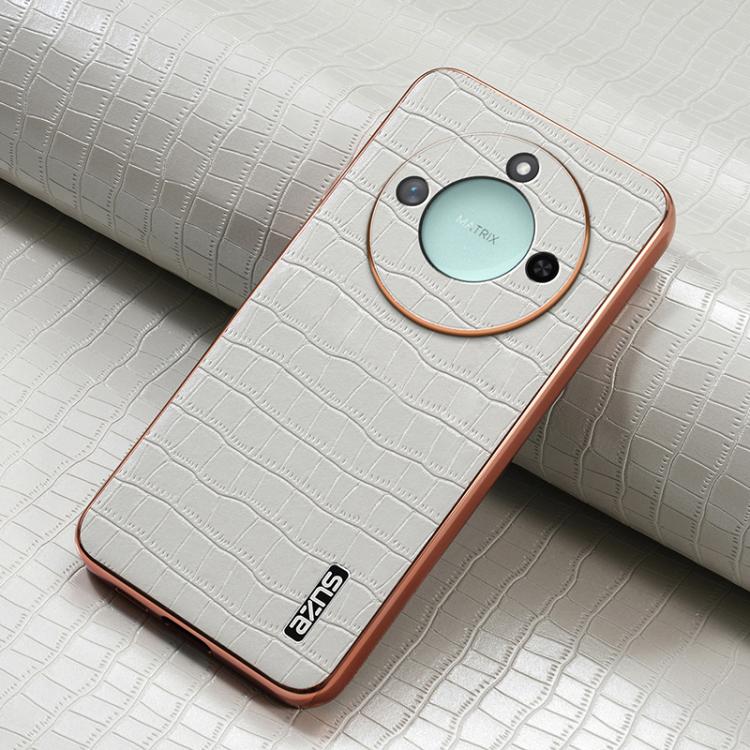 For Honor X60 AZNS Electroplated Frame Crocodile Texture Full Coverage Phone Case(White) by AZNS