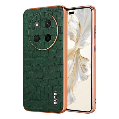 For Honor X60 Pro AZNS Electroplated Frame Crocodile Texture Full Coverage Phone Case(Green) by AZNS