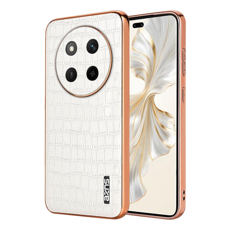 For Honor X60 Pro AZNS Electroplated Frame Crocodile Texture Full Coverage Phone Case(White) by AZNS