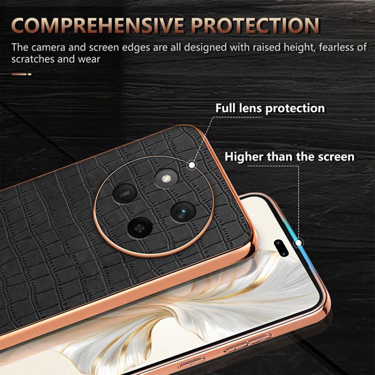 For Honor X60 Pro AZNS Electroplated Frame Crocodile Texture Full Coverage Phone Case(White) by AZNS