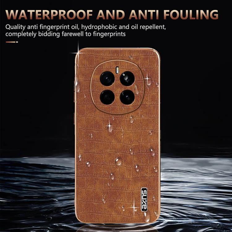 For Honor Magic7 AZNS Electroplated Frame Crocodile Texture Full Coverage Phone Case(Black) by AZNS