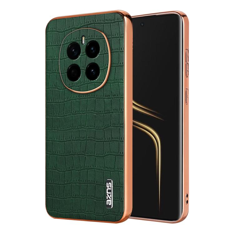 For Honor Magic7 AZNS Electroplated Frame Crocodile Texture Full Coverage Phone Case(Green) by AZNS