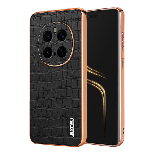 For Honor Magic7 Pro AZNS Electroplated Frame Crocodile Texture Full Coverage Phone Case(Black) by AZNS