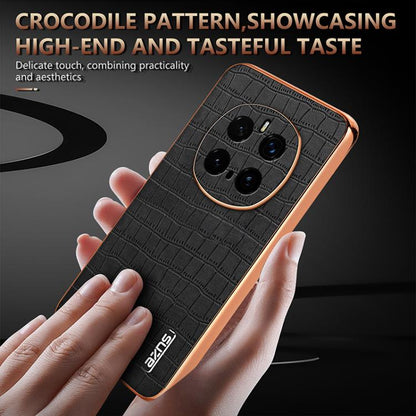 For Honor Magic7 Pro AZNS Electroplated Frame Crocodile Texture Full Coverage Phone Case(Black) by AZNS