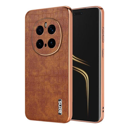 For Honor Magic7 Pro AZNS Electroplated Frame Crocodile Texture Full Coverage Phone Case(Brown) by AZNS