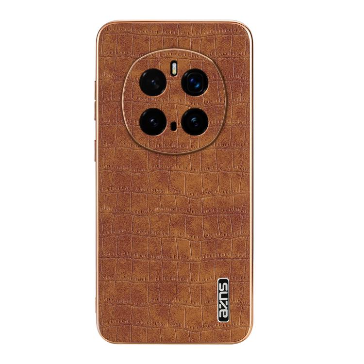 For Honor Magic7 Pro AZNS Electroplated Frame Crocodile Texture Full Coverage Phone Case(Brown) by AZNS