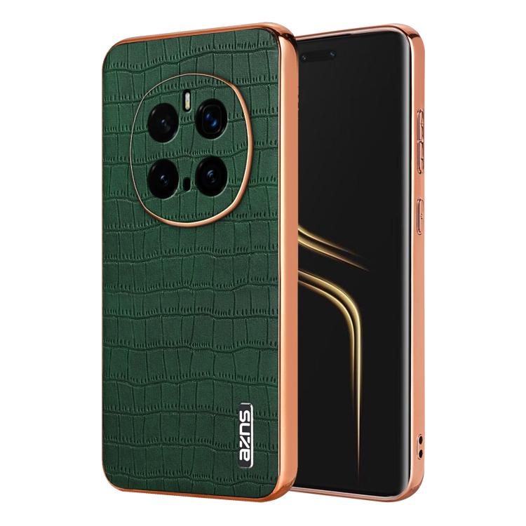 For Honor Magic7 Pro AZNS Electroplated Frame Crocodile Texture Full Coverage Phone Case(Green) by AZNS