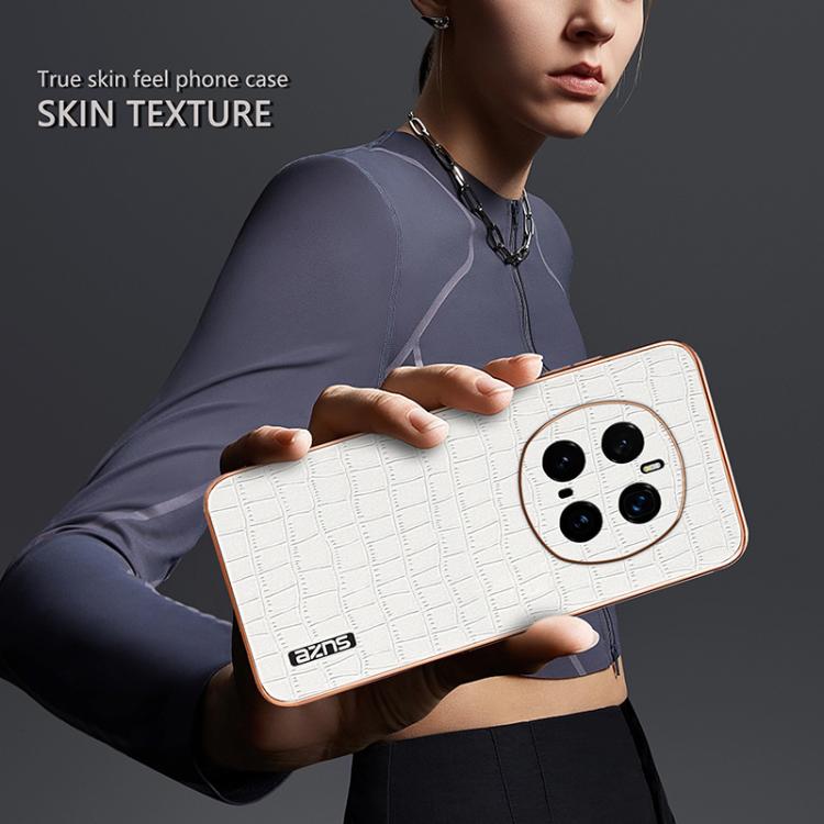 For Honor Magic7 Pro AZNS Electroplated Frame Crocodile Texture Full Coverage Phone Case(Green) by AZNS