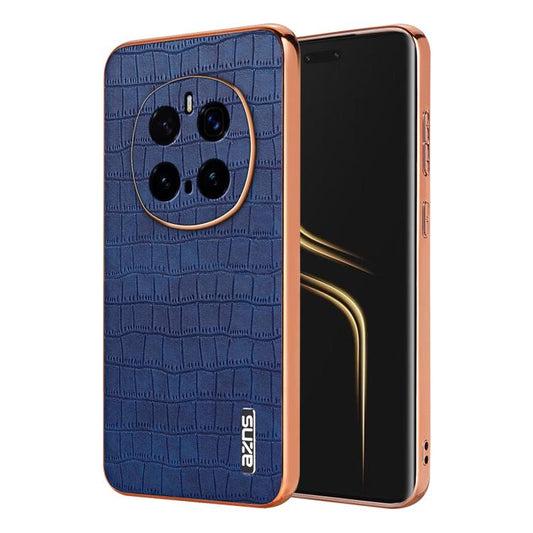 For Honor Magic7 Pro AZNS Electroplated Frame Crocodile Texture Full Coverage Phone Case(Blue) by AZNS