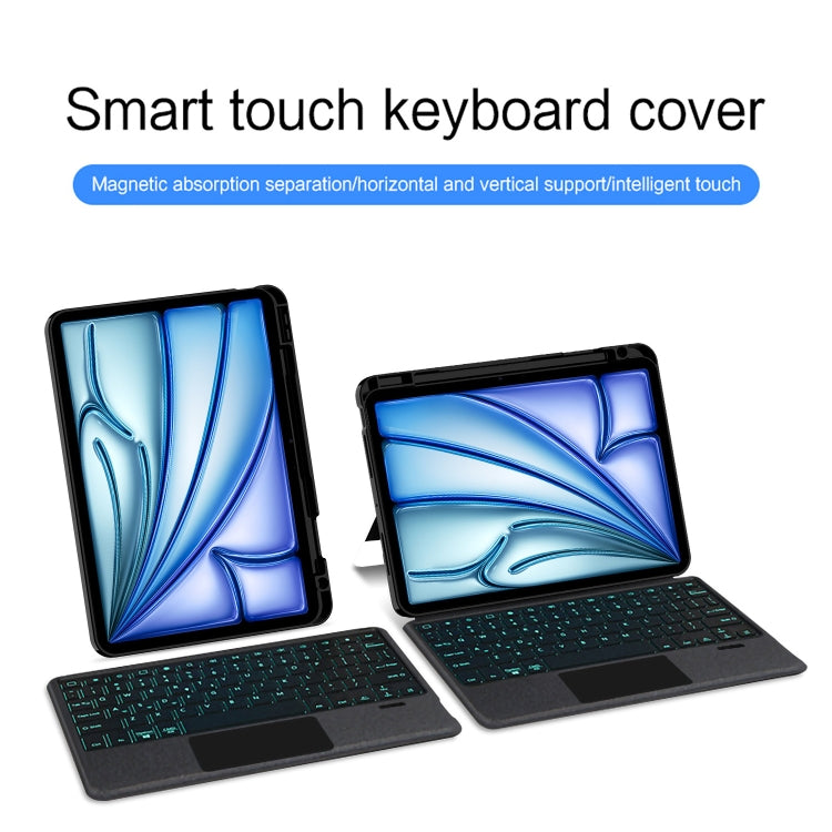 For iPad 10.2 2021 Intelligent Detachable Touch Bluetooth Keyboard Leather Tablet Case with Backlight/Pen Slot(Black) by bashfashion