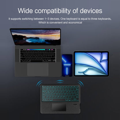 For iPad 10.2 2021 Intelligent Detachable Touch Bluetooth Keyboard Leather Tablet Case with Backlight/Pen Slot(Black) by bashfashion