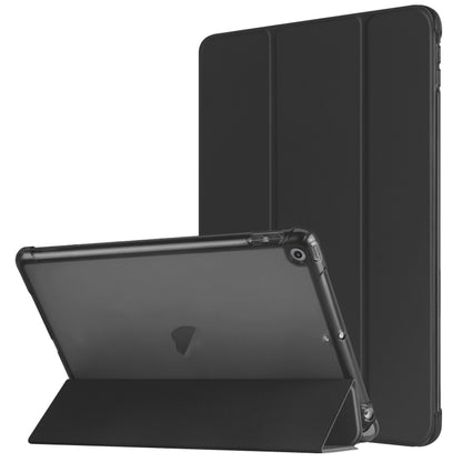 For iPad 10.2 2021 / 2020 / 2019 Tri-fold Holder TPU Cover Frosted Leather Smart Tablet Case withh Pen Slot(Black) by bashfashion