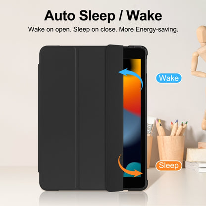 For iPad 10.2 2021 / 2020 / 2019 Tri-fold Holder TPU Cover Frosted Leather Smart Tablet Case withh Pen Slot(Black) by bashfashion