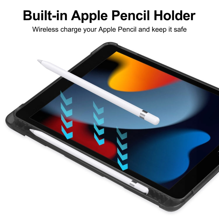 For iPad 10.2 2021 / 2020 / 2019 Tri-fold Holder TPU Cover Frosted Leather Smart Tablet Case withh Pen Slot(Black) by bashfashion