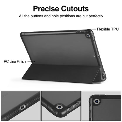 For iPad 10.2 2021 / 2020 / 2019 Tri-fold Holder TPU Cover Frosted Leather Smart Tablet Case withh Pen Slot(Black) by bashfashion