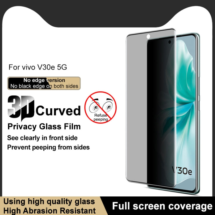For vivo V30e imak No Edge Version 3D Curved Privacy Full Screen Tempered Glass Film by imak