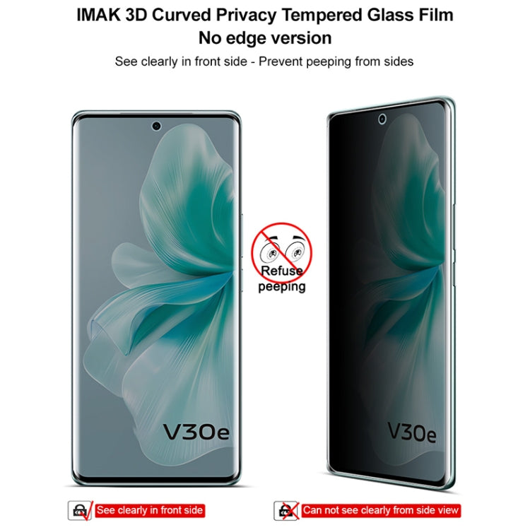 For vivo V30e imak No Edge Version 3D Curved Privacy Full Screen Tempered Glass Film by imak