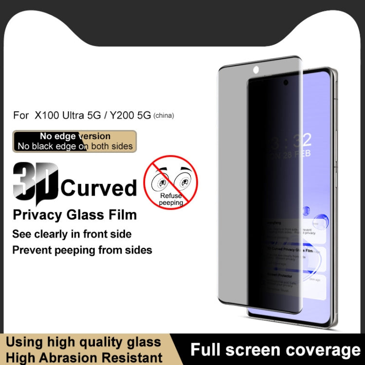 For vivo X100 Ultra imak No Edge Version 3D Curved Privacy Full Screen Tempered Glass Film by imak