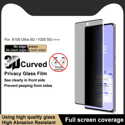 For vivo X100 Ultra imak No Edge Version 3D Curved Privacy Full Screen Tempered Glass Film by imak